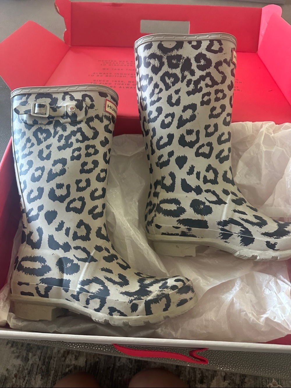 Hunter Girl’s Leopard Print Rain Boots - greyish & Black